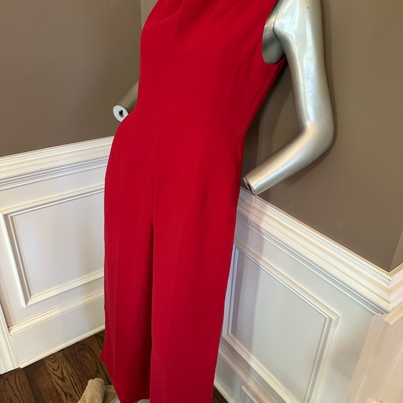 NWT BANANA REPUBLIC Cowl Neck Wide Leg Red Jumpsuit Sz 8P - Picture 4 of 7